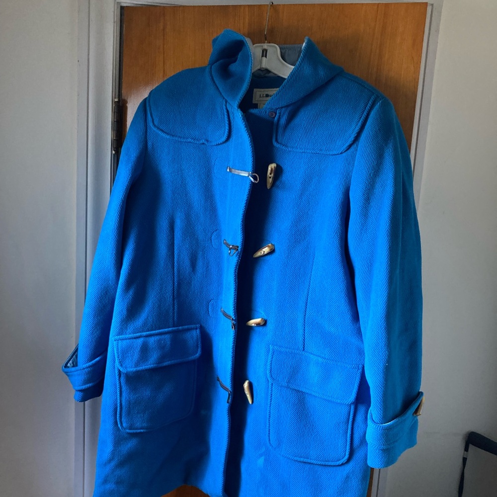 LL BEAN Blue Toggle Coat XL